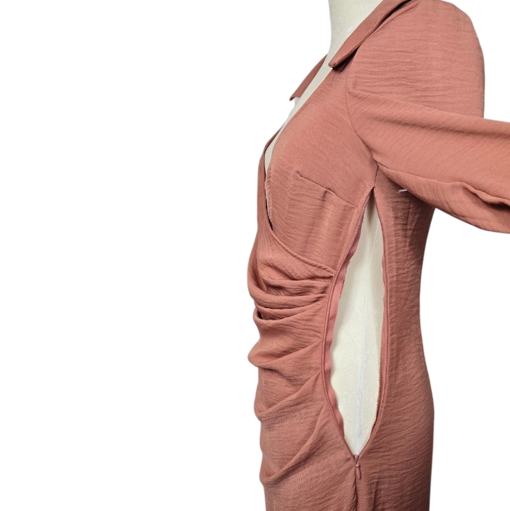 NEW ASOS DESIGN Tall 70s Drape Front Wrap Antique Rose Midi Dress 4 - Picture 5 of 12